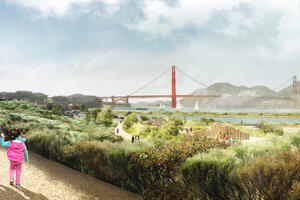 Rendering of a cliff walk at Presidio Tunnel Tops opening July 2022.