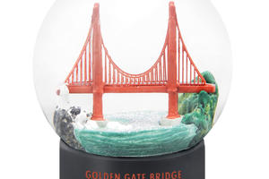 Snow globe with a mini Golden Gate Bridge inside of it