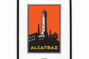 Framed Schwab graphic of Alcatraz