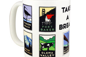 Mug with various Michael Schwab images and "Take a Break" text