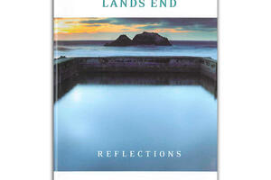 Cover of "Lands End Reflections" book, featuring a Sutro Baths sunset photo.