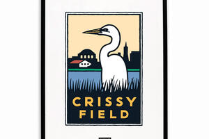 Michael Schwab graphic of an egret at Crissy Field