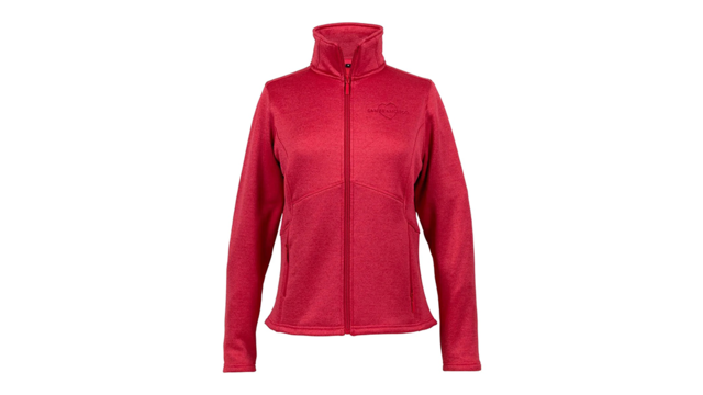 red jacket against white backdrop