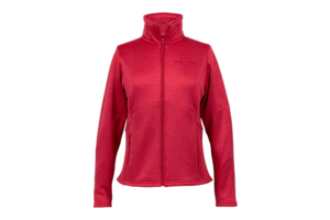 red jacket against white backdrop