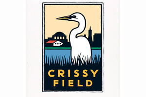 Schwab graphic of an egret at Crissy Field