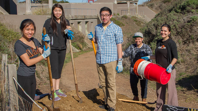 Teens Working on Batteries to Bluffs Trail