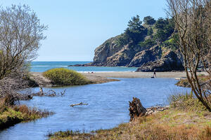 Redwood Creek flowing into the ocean