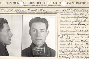 Mugshot of Elliot Michener, Alcatraz inmate and gardener.