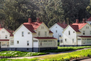 Red-topped homes in Fort Baker