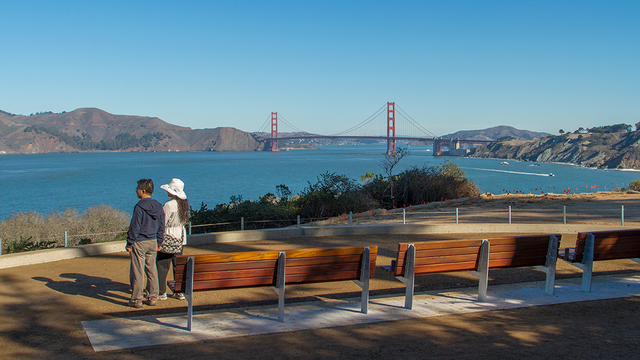 Lands End overlook with views of the Golden Gate Bridge.
