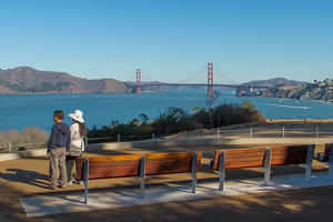 Lands End overlook with views of the Golden Gate Bridge.