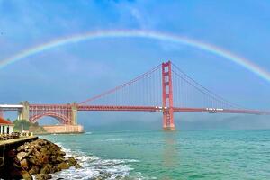 Rainbow above the Golden Gate Bridge. 
