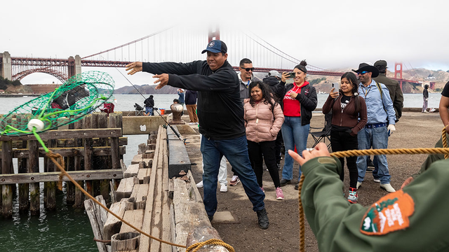 Participants from ALAS (Ayundando Latinos A Soñar) enjoying the "Raíces en la Bahía/Rooted in the Bay" event for farmworkers and their families in September 2024. Activities included crabbing, hiking, and beachside recreation.