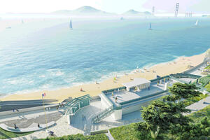 Aerial perspective rendering of the China Beach rehabilitation project.