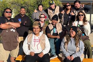 A group of Adventure Guides gather for a photo at the Presidio Tunnel Tops in the San Francisco Bay Area.