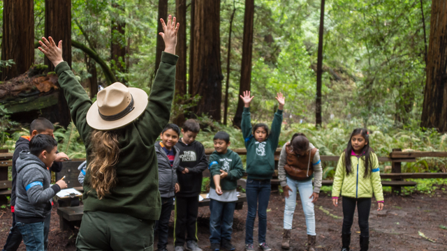 Muir Woods with ranger and kids