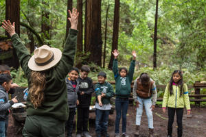 Muir Woods with ranger and kids