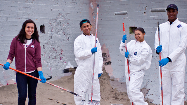 Volunteers maintaining Ocean Beach.