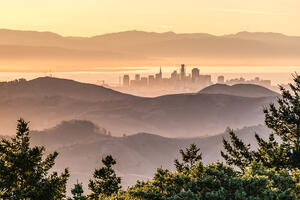 San Francisco from Mount Tamalpais, at sunrise.