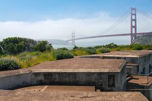Golden Gate Bridge view from Battery Yates at Fort Baker