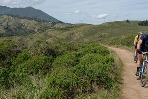 Cyclists power forward along the Miwok Trail