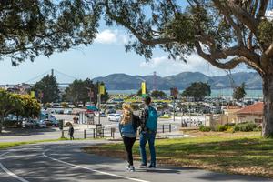 Golden Gate Bridge views from the paths at Fort Mason