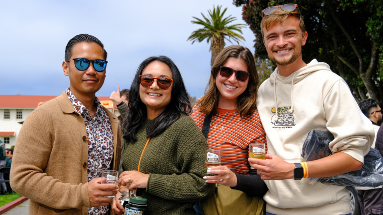 Parks4All: Brewfest attendees smile for a photo at the Presidio of San Francisco