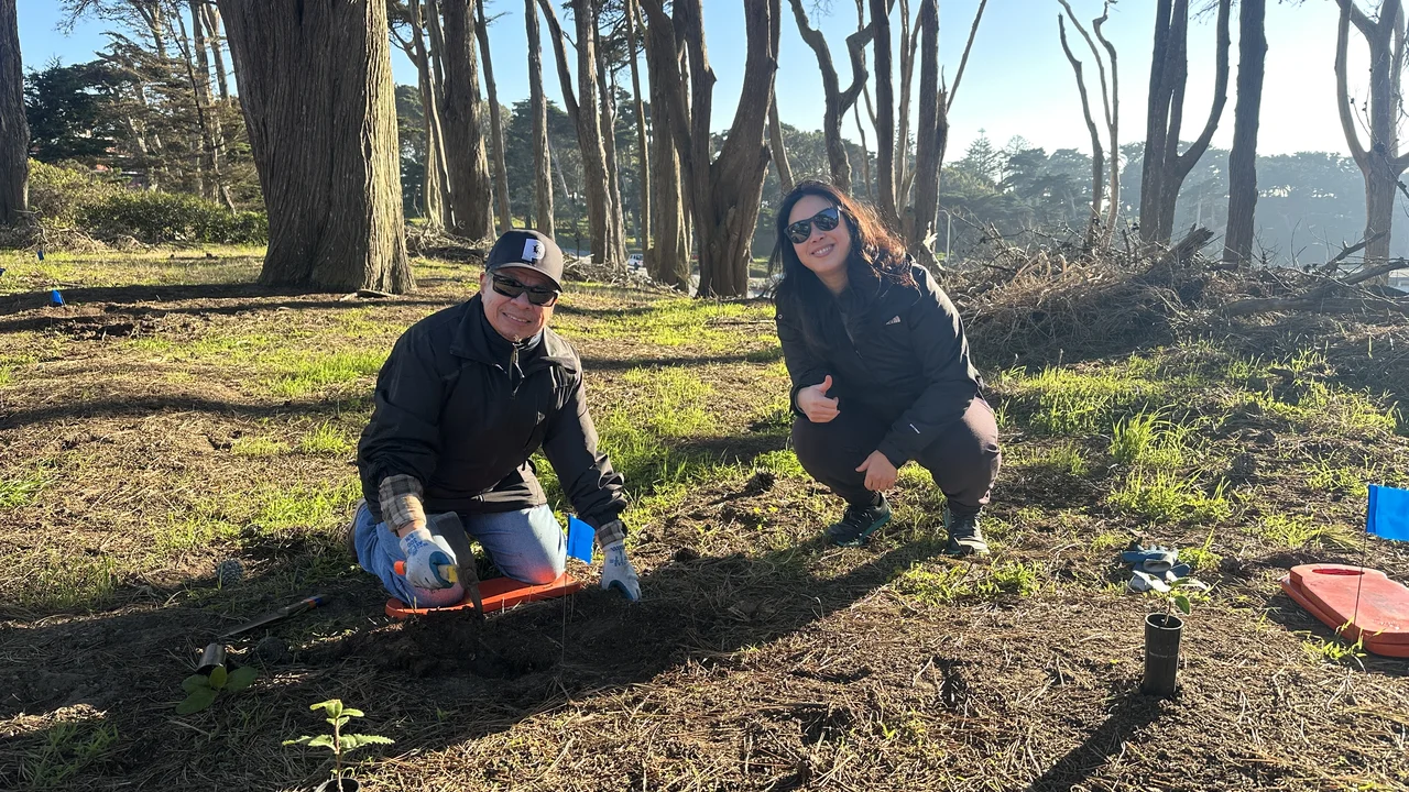 Volunteers planting at Lands End