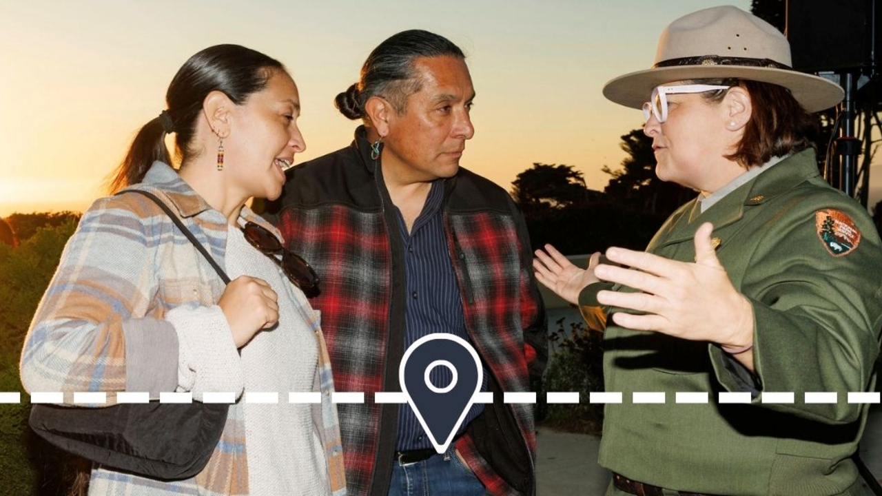 Ranger talking to park visitors