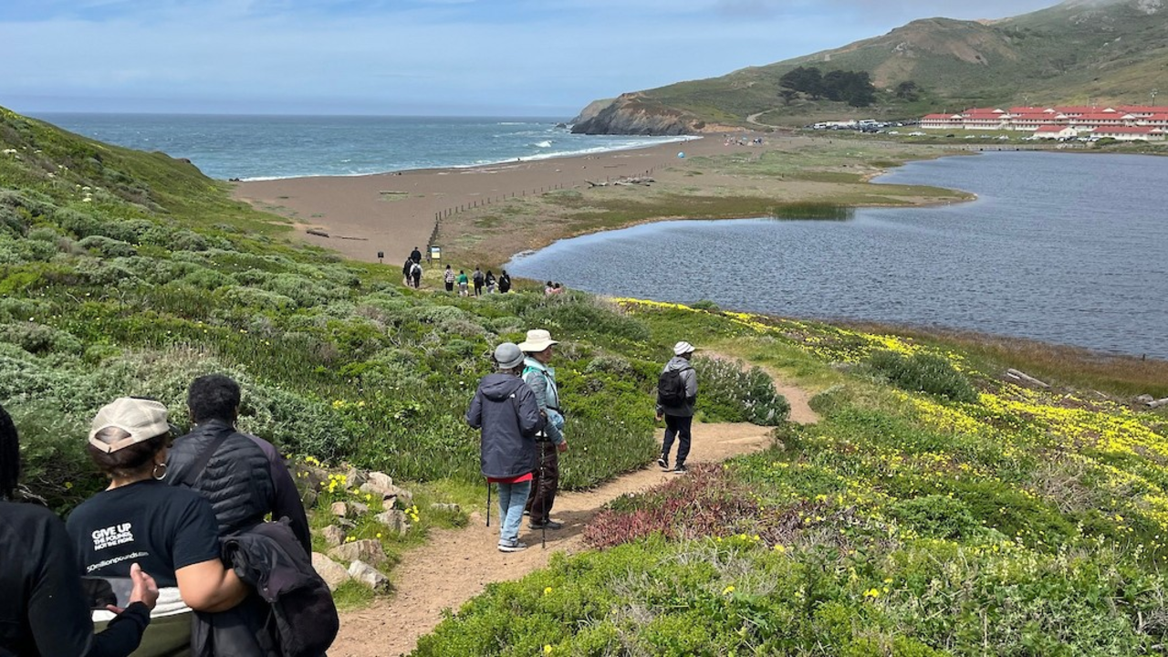 Hikers at Rodeo Beach
