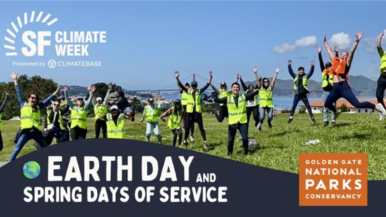 Volunteers jump for joy. 