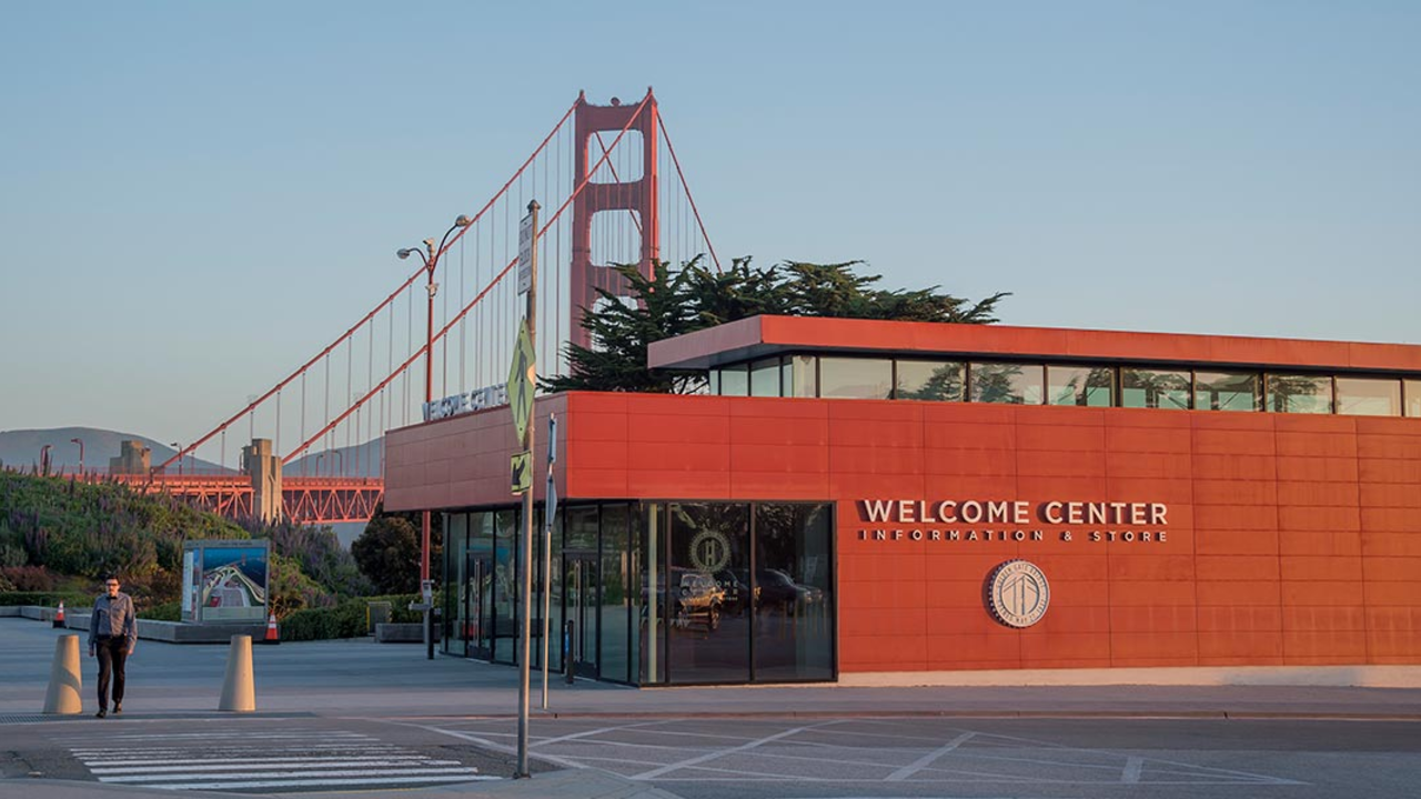 Golden Gate Bridge Welcome Center is located next to the Golden Gate Bridge.