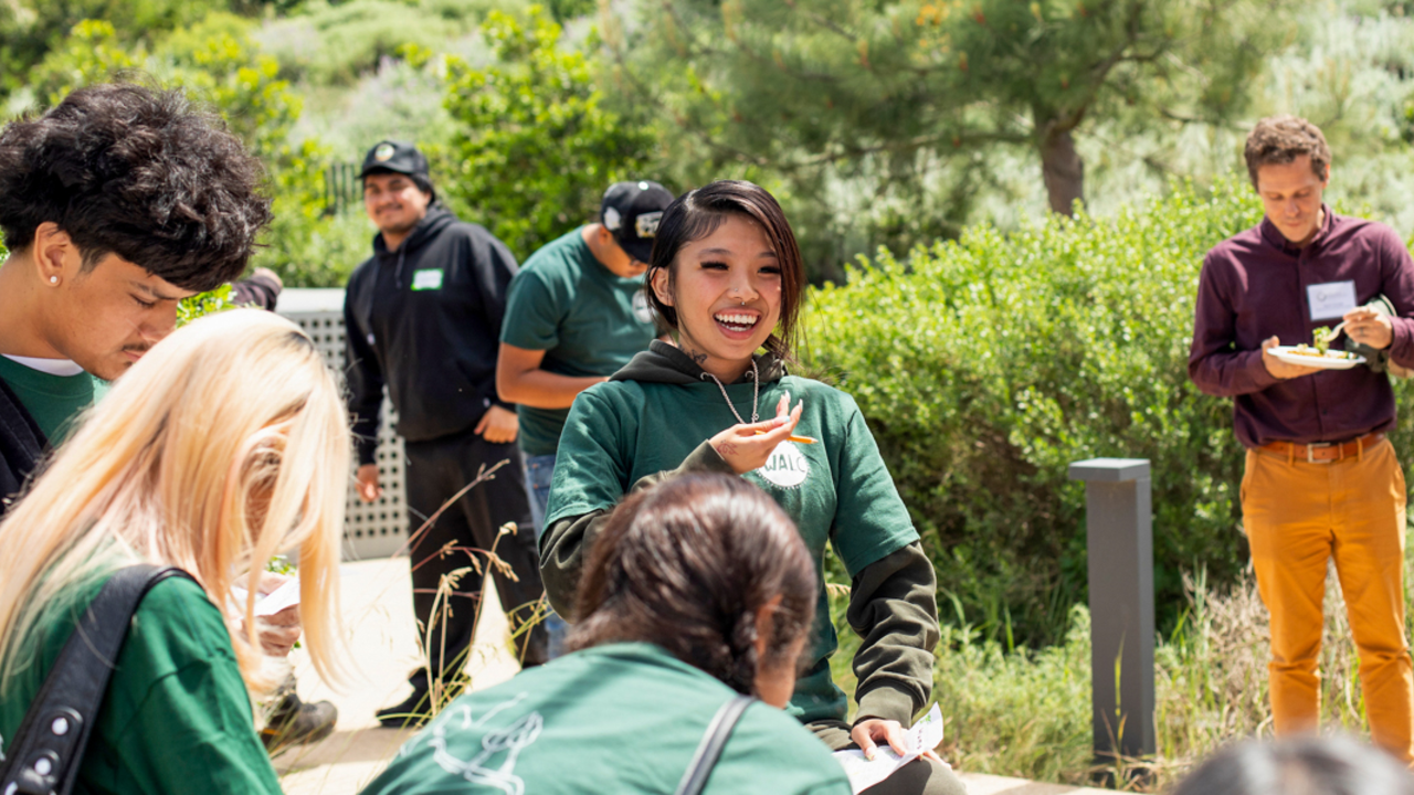 Youth program participants smiling and laughing during the Goldman Prize Awards Youth Reception.