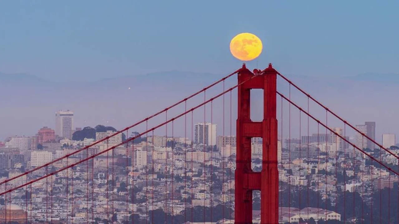 Full moon over Golden Gate Bridge