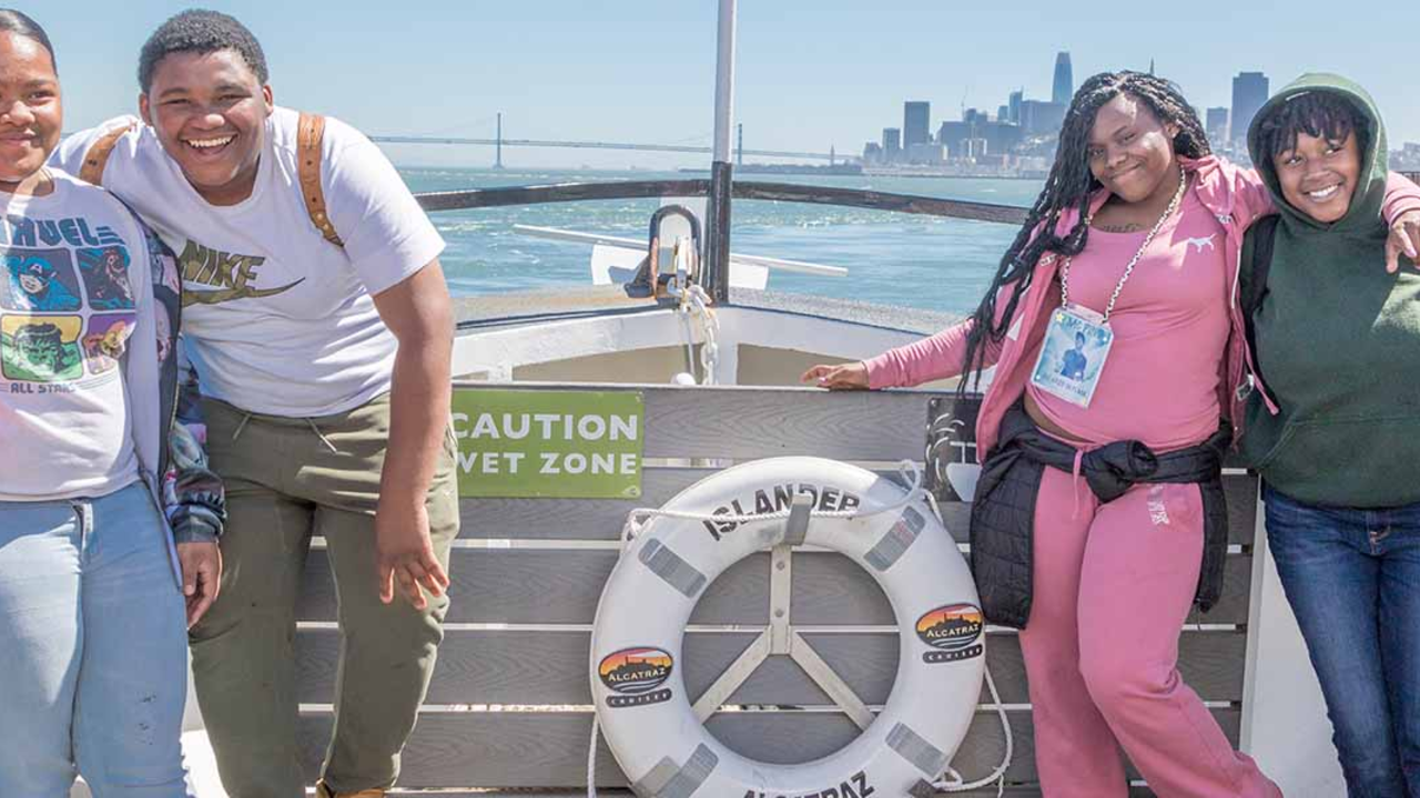 Youth on their way to Alcatraz for Park Hop in 2018.