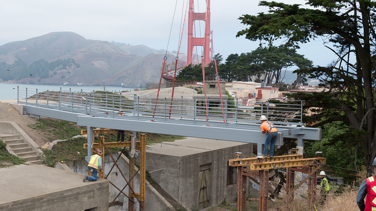 Bridge over historic batteries