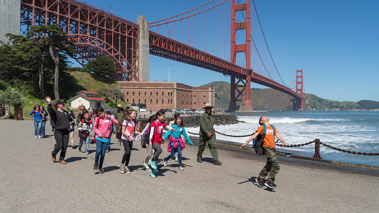 Rangers lead a youth program at Fort Point in San Francisco in 2017. Rangers lead a youth program at Fort Point in San Francisco in 2017.