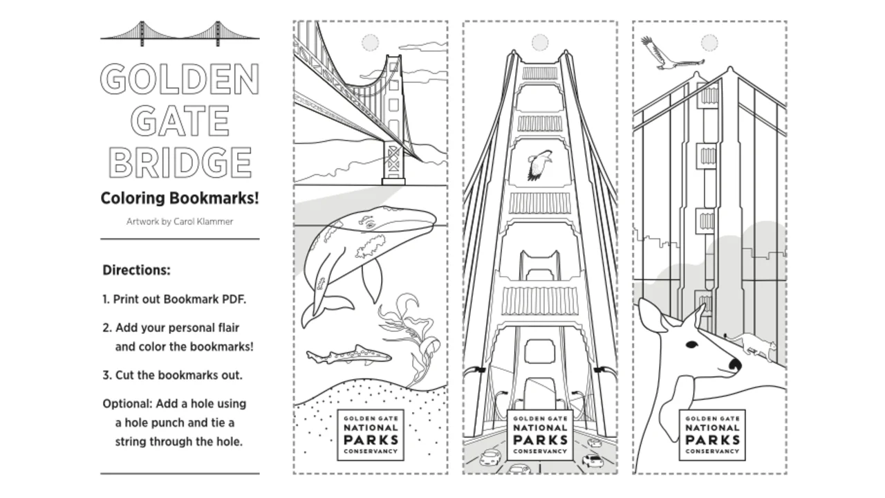 Golden Gate Bridge Coloring Bookmarks