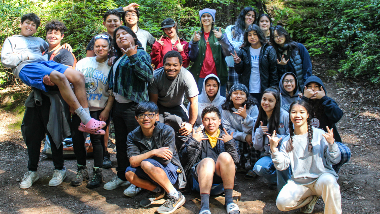 Group photo of Crissy Field Center youths at the Muir Beach Overlook