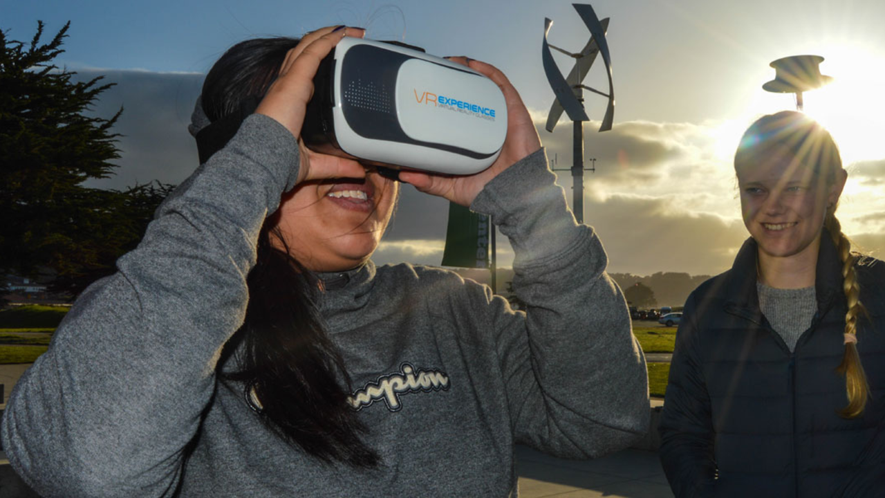 YAC members try virtual reality in the outdoors