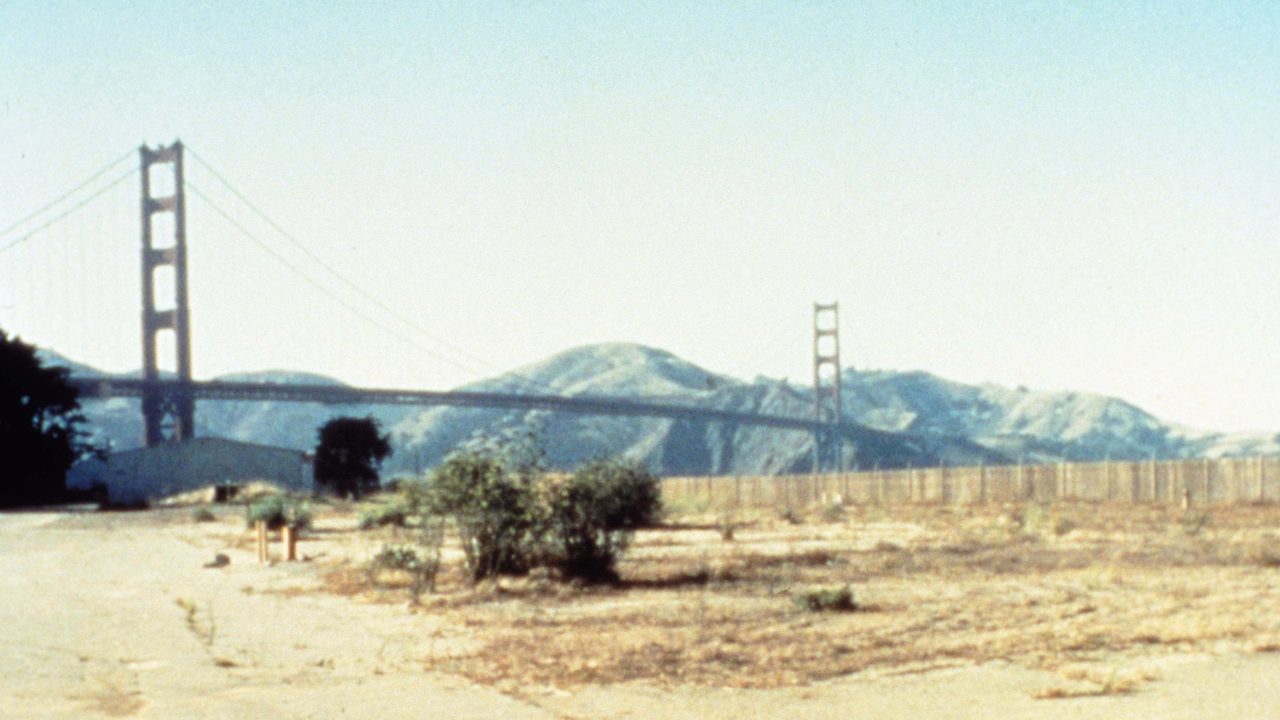 The Golden Gate Bridge is seen from Crissy Field before the area was transformed, in 1998.