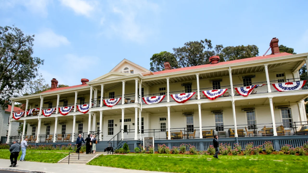One of the main buildings dolled up for a special event