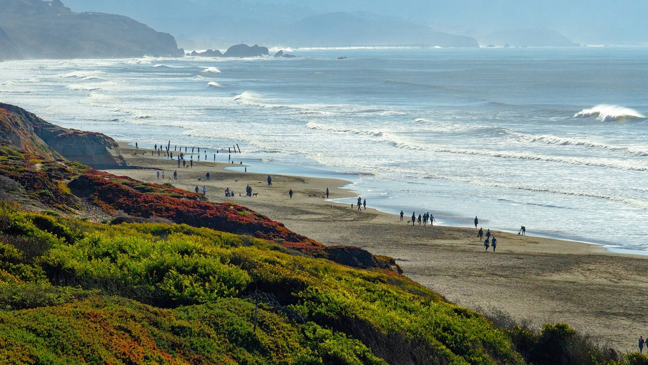 A view over the cliffs of Funston Beach