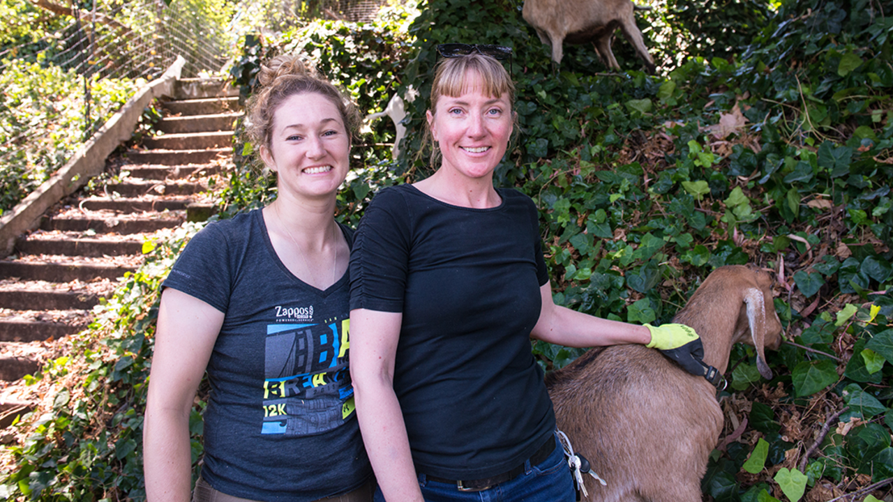 City Grazing General Manager Genevieve Church and Senior Goatherd Jessica Kipp
