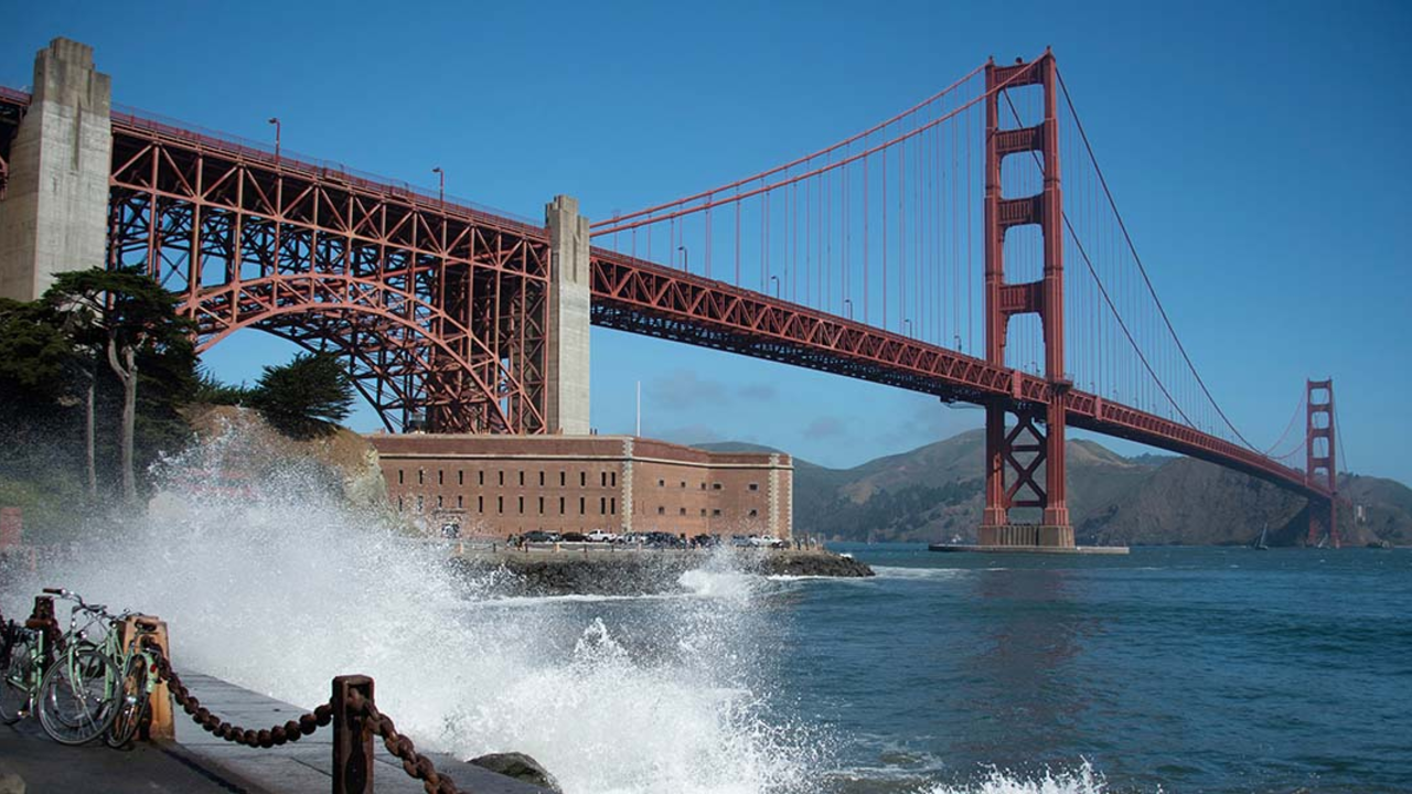 Golden Gate Bridge and Fort Point. Golden Gate Bridge and Fort Point.