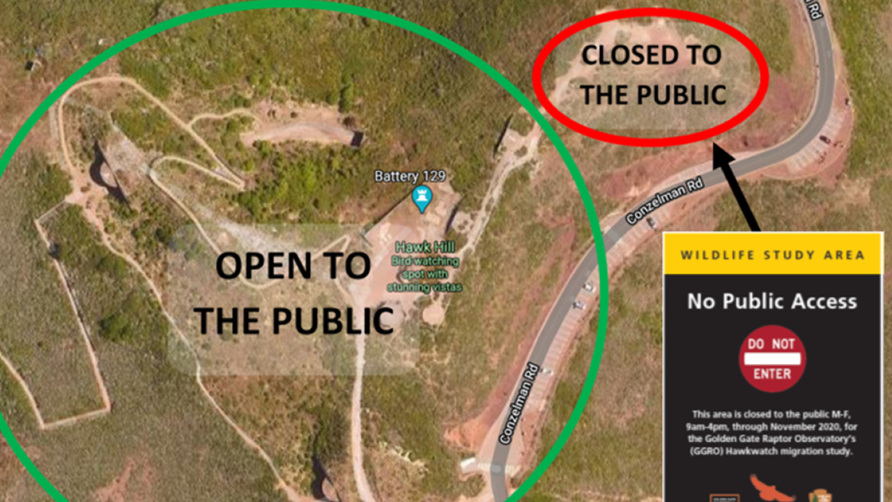 HawkHill2020closures_GGRO Portion of Hawk Hill closed for 2020 Hawkwatch Program