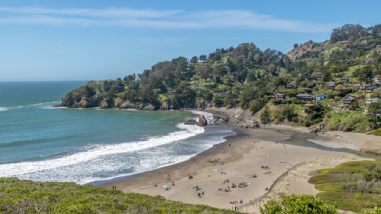 Scenic view of Muir Beach from overhead.