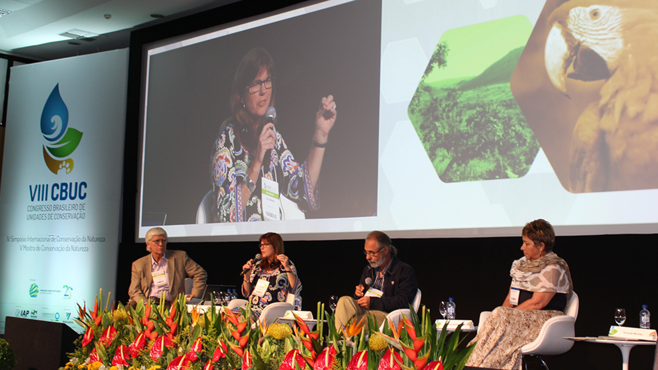 MAIN_SueGardner_option2_2x1.jpg Parks Conservancy Director Sue Gardner presents at a plenary session of the Eighth Brazilian Congress on Protected Areas