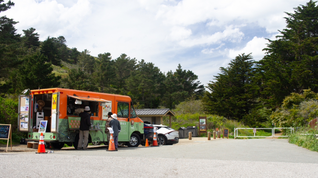The Roving Ranger welcomes visitors at Mori Point. The Roving Ranger welcomes visitors at Mori Point.
