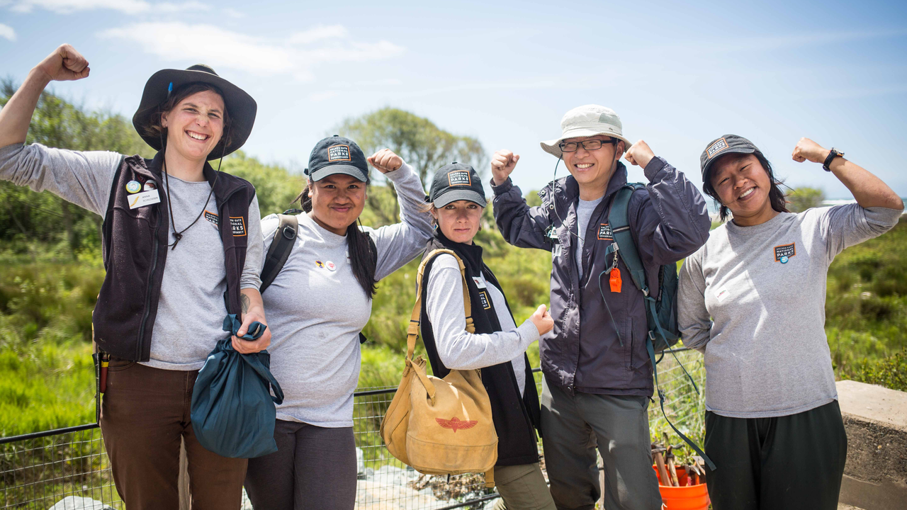 Restoration Interns Pausing For A Pose